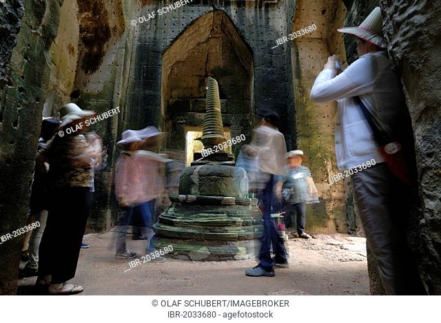 Tourists visit the stupa of Preah Khan, Angkor Wat Temple Complex, Siem Reap, Cambodia, Indochina, Southeast Asia, Asia