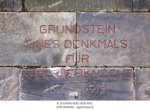 Grundstein, Denkmal, Karl Liebknecht, Berlin, Deutschland Stone, Memorial, Karl Liebknecht, Berlin, Germany