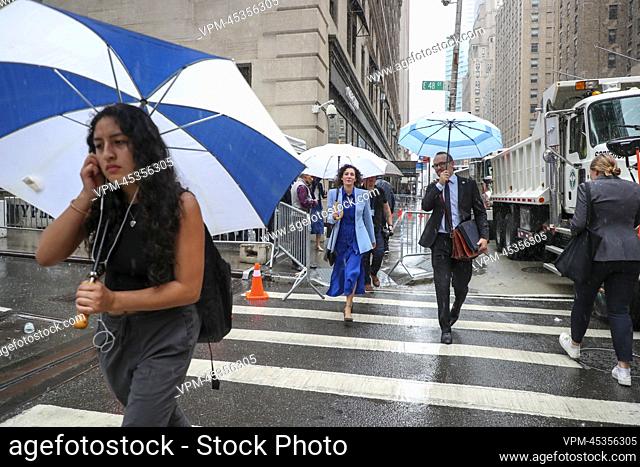 Foreign minister Hadja Lahbib pictured walking in the streets of New York City during the 77th session of the United Nations General Assembly (UNGA 77)