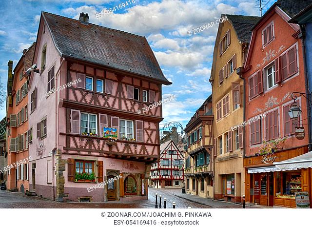 Blick in einen Teil der Altstadt von Colmar im Elsass/Frankreich