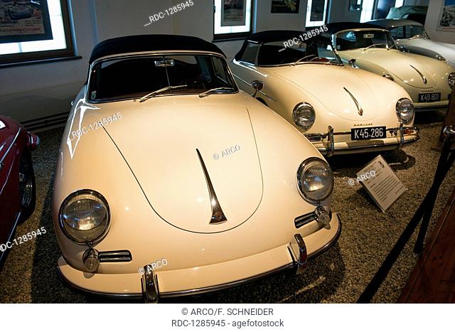 Porsche 356A convertible car, Museum Porsche Automuseum Pfeifhofer, Gmuend, Kaernten, Austria, Europe, Gmünd