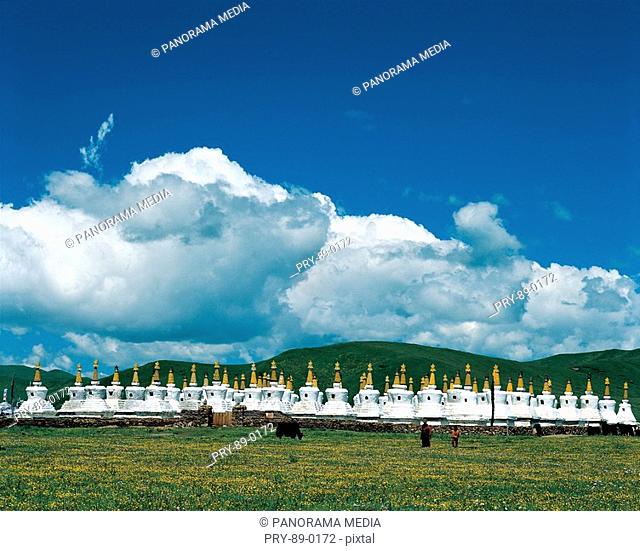 the pagodas on the plain in Sichuan Province, China