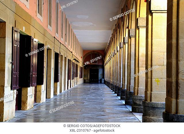 arcades in the square of the constitution, san sebastian, Basque Country, guipuzcoa, Spain