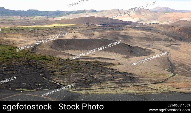Small crater next to the huge Hverfjall crater in Iceland
