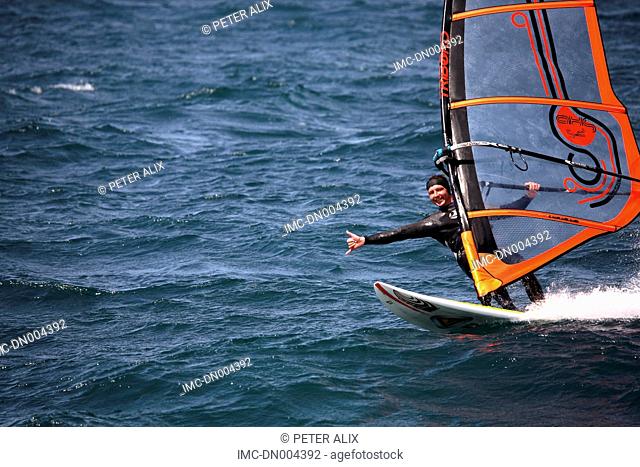 Italy, Sardinia, windsurfer