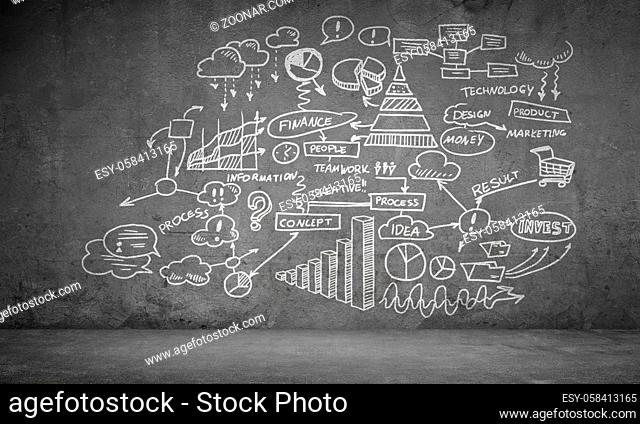 Effective business planning concept on concrete wall background