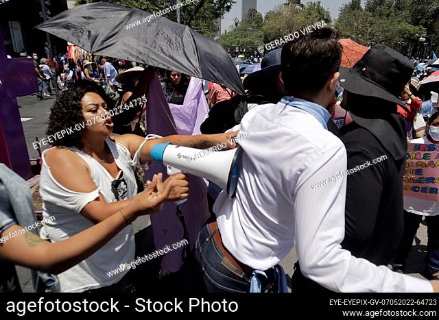 MEXICO CITY, MEXICO - MAY 7, 2022: Pasos Por la Vida movement take part during a demonstration at Supreme Court of Justice in support of women and doctors who...