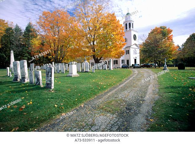 The Church of the Hill and the Cemetery. Lenox. Massachusetts (Berkshire). USA