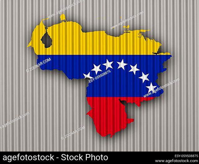 Karte und Fahne von Venezuela Wellblech - Map and flag of Venezuela on corrugated iron