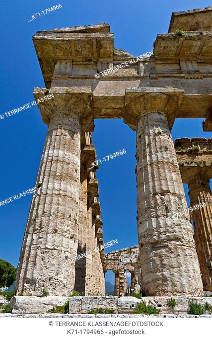 The Temple of Hera in the ruins of Paestum, Italy
