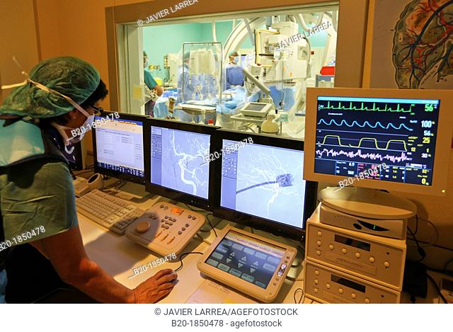 Cerebral aneurysm embolization, Willis polygone Angiography, Interventional Neuroradiology, Radiology Department, Donostia Hospital, San Sebastian, Donostia