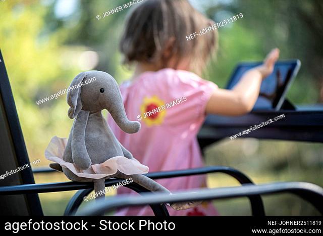 Elephant toy on chair