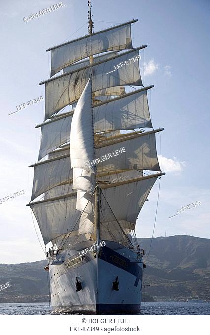 Royal Clipper Under Full Sail, Mediterranean Sea, near Lipari, Sicily, Italy