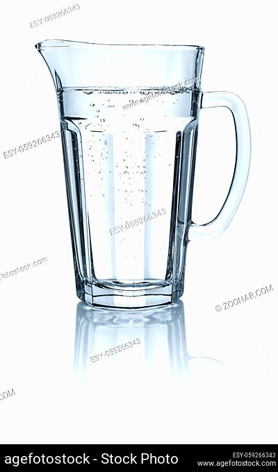 Pitcher with water on a white background