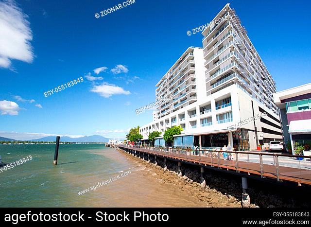 Cairns, Australia - June 29 2016: The famous Cairns waterfront and Chinaman Creek on a sunny winter's day in Queensland, Australia