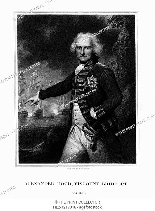 Admiral Alexander Hood, 1st Viscount Bridport, British naval officer, (1832). Hood (1726-1814) fought in the Royal Navy during the French Revolutionary Wars and...