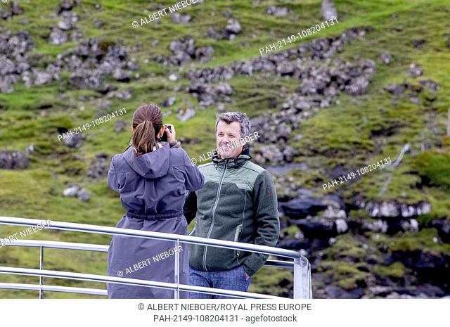 Crown Prince Frederik and Crown Princess Mary of Denmark visits Hvalvik, on August 25, 2018, on the 3rd of the 4 days visit to the Faroe Islands