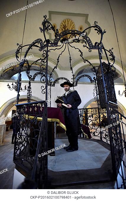 Hasidic Jews commemorate one of the greatest Jewish scholars, Rabbi Sach, in Sach synagogue in Holesov, Czech Republic, February 10, 2016