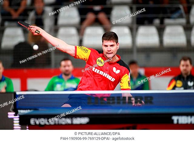 05 September 2019, France (France), Nantes: Table tennis, men: European Championship, team, Germany - Slovenia; quarter finals