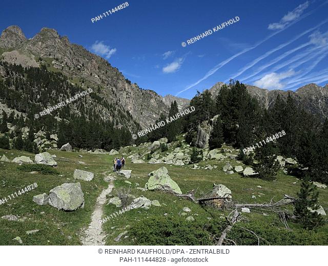 Hike in the National Park Aiguestortes along the Monastero Valley in the Spanish Pyrenees, recorded on 14.09.2018 | usage worldwide