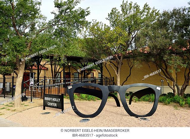 Black horn-rimmed glasses at Buddy Holly Center, Lubbock, Texas, USA