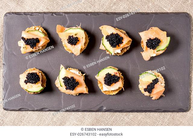 Smoked Salmon Appetizer with Cream Cheese and Caviar
