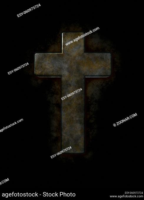 christliches kreuz auf schwarzem hintergrund - 3d rendering