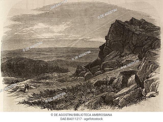 View of Beacon Hill, Charnwood Forest, United Kingdom, illustration from the magazine The Illustrated London News, volume XLIX, September 1, 1866