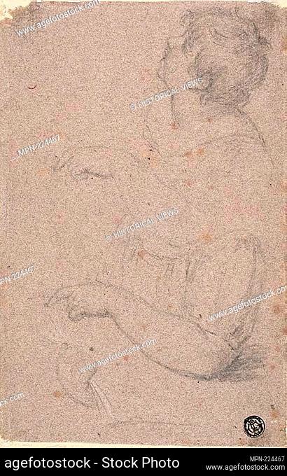 Half-Length Sketch of Child in Profile to Left, with Sketches of Right Arm and Left Hand - Giovanni Battista Cipriani Italian