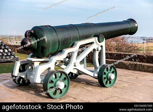 View of a cannon at the Castle in Rye East Sussex