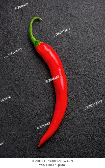 red chili pepper on slate plate