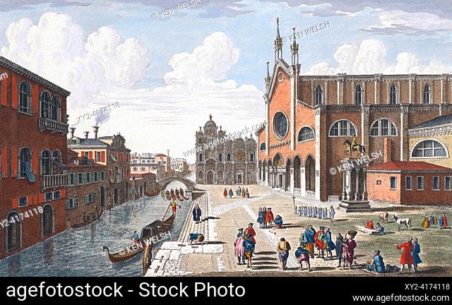 A view of the Place and Church of St. John & St. Paul at Venice and near them the Monastery of St. Mark and the Equestrian statue of Bartolomeo Colleoni
