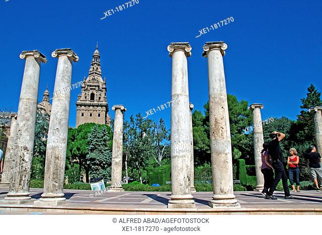 columns, amphitheater, Joan Maragall Gardens, Montjuic, Barcelona, Catalonia, Spain