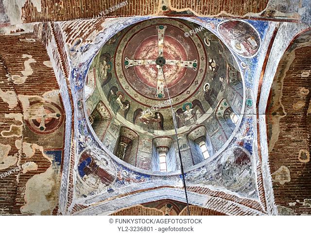 Pictures & imagse of the interior cupola frescoes of the Timotesubani medieval Orthodox monastery Church of the Holy Dormition (Assumption)
