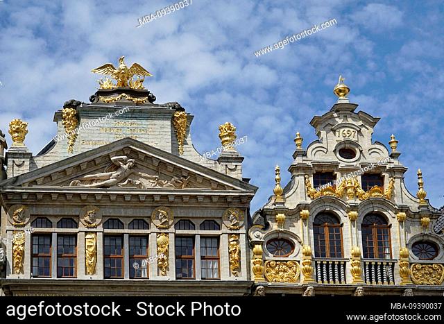 Europe, Belgium, Brussels, Old Town, Grand Place, Grote Markt, Historical Buildings, Baroque, Facade, Gable, Detail