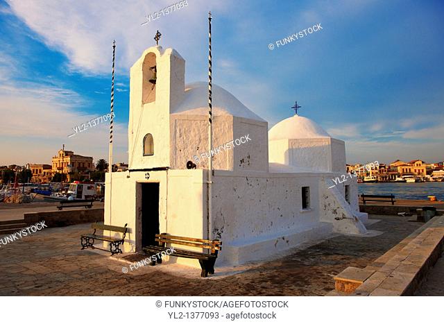 The Byzantine church of Ayios Nikolaos Thalassinos, Aegina port, Saronic Islands, Greece
