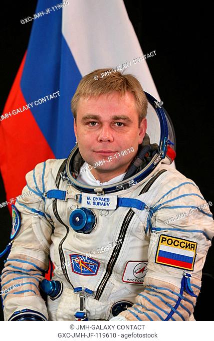 Cosmonaut Maxim Suraev, Expedition 2122 flight engineer, attired in a Russian Sokol launch and entry suit, takes a break from training in Star City