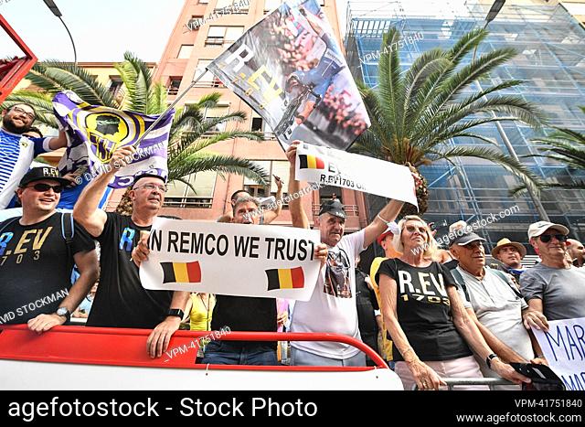 Illustration picture shows members of the R.EV 1703 Official Fanclub of Remco Evenepoel, after stage 10 of the 2022 edition of the 'Vuelta a Espana'