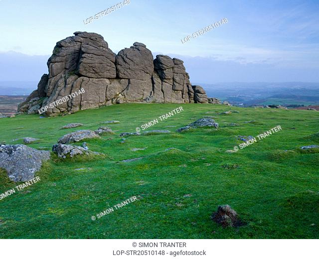 England, Devon, Dartmoor. Haytor Rocks, a granite tor in Dartmoor National Park