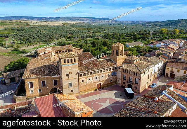 Palace-fortress of the Order of Saint John of Jerusalem, and the church of San Miguel, in the small town of Ambel, Campo de Borja, Aragon, Spain