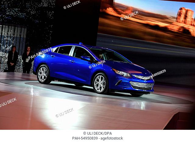 The Chevrolet Volt is presented during the media preview of the North American International Auto Show (NAIAS) 2015 at the Cobo Arena in Detroit, Michigan, USA