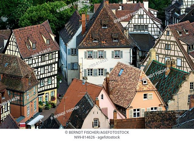 Pictoresque Old Town of Colmar, medieval and baroque frame houses, Alsace, France