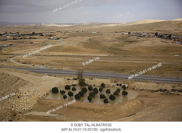 Aerial photograph of a Bedouin village in the Negev Desert