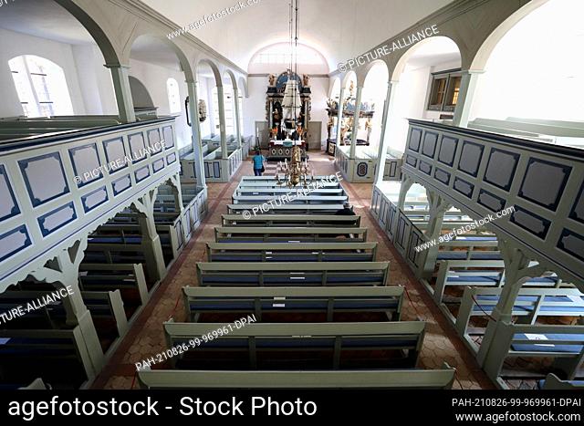 23 August 2021, Mecklenburg-Western Pomerania, Prerow: The 18th century sailor's church is considered one of the oldest architectural monuments on the...