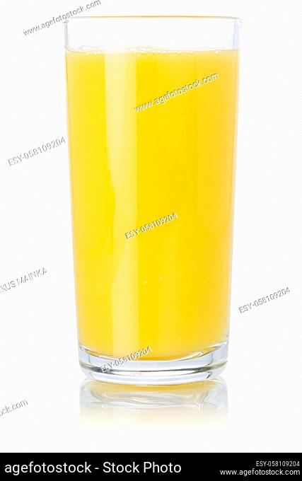 Orange fruit juice drink oranges in a glass isolated on a white background