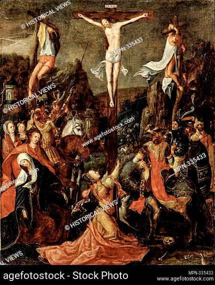 Crucifixion, between 1520 and 1530. Flemish. Oil on oak panel. The painting depicts Jesus Christ at the moment of his Crucifixion