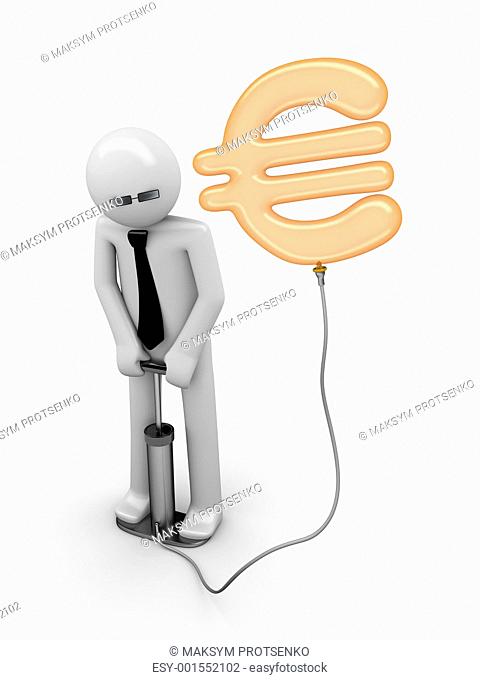 illusion of a euro: man pumping a euro sign