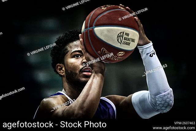 Mons' Arik Smith pictured in action during the basketball match between Mons-Hainaut and Limburg United, Saturday 05 December 2020 in Mons