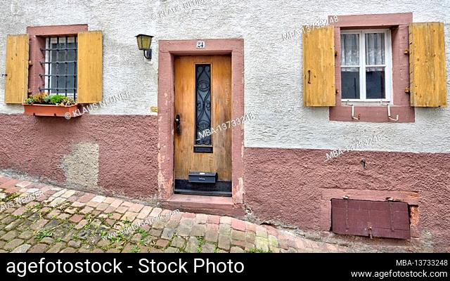 House facade, front door, window, shutter, historically, old, summer, Miltenberg, Lower Franconia, Bavaria, Germany, Europe