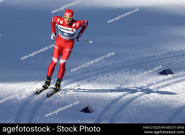 25 February 2021, Bavaria, Oberstdorf: Nordic skiing: World Cup, cross-country, sprint classic, men. Gleb Retivych from Russia in action in qualification